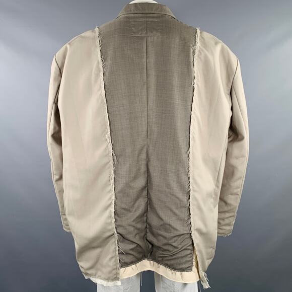 CAMIEL FORTGENS Size L Grey Taupe Color Block Cotton Raw edge Coat - Picture 3 of 7